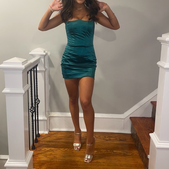 superdown Dresses & Skirts - superdown Teal Satin Mini Dress